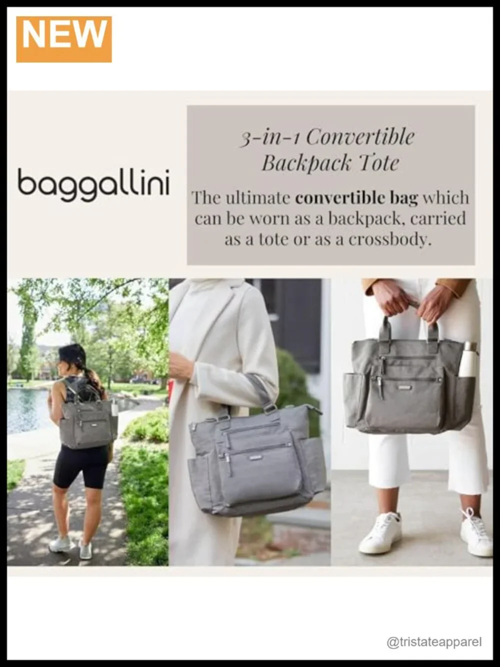 3-in-1 Convertible Backpack Tote Travel Bag with RFID Wristlet, Water-Resistant